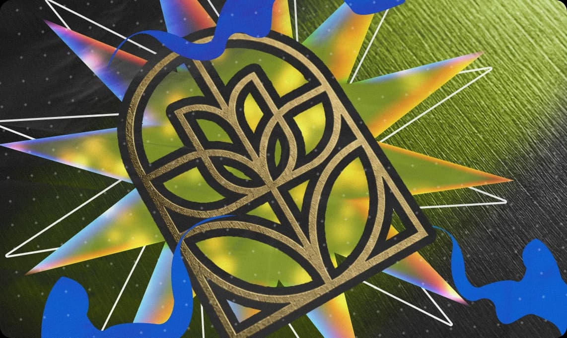 The Jardin residential brand emblem: a gold line-art leaf motif inside an arched frame